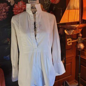 Claridge & King crisp white cotton pinpoint blouse in XS (fit is closer to S/M)